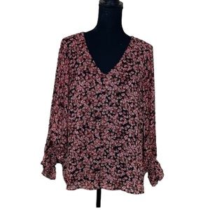EUC 1 State Floral Long Sleeve Blouse